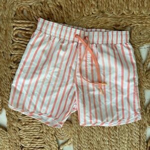 Minnow trunks boys 9/10 - coral striped swim trunks shorts